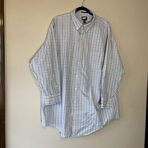 Lands' End Dress Shirt 18-34 Men's Traditional Fit No Iron Supima White Gray